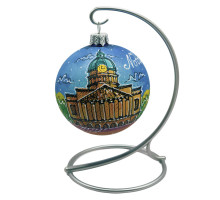 Glass ball, blue, pastel with the image of architecture "Nottingham", 8 cm