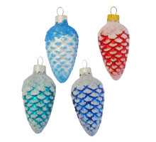 A handmade glass Christmas tree cone shaped pendant