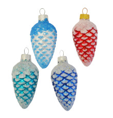 A handmade glass Christmas tree cone shaped pendant