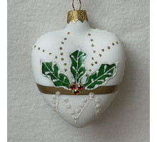 A handmade glass Christmas tree heart shaped pendant "Poinsettia",