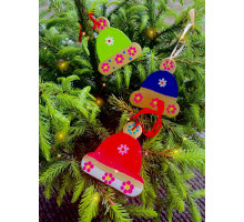 A wooden New Year's tree pendant "A winter cap", 3,25 inches