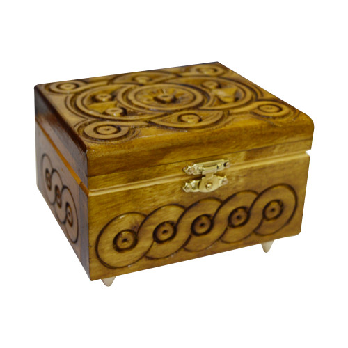 A carved handmade wooden casket,