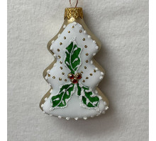 A handmade glass Christmas tree shaped pendant "Poinsettia",