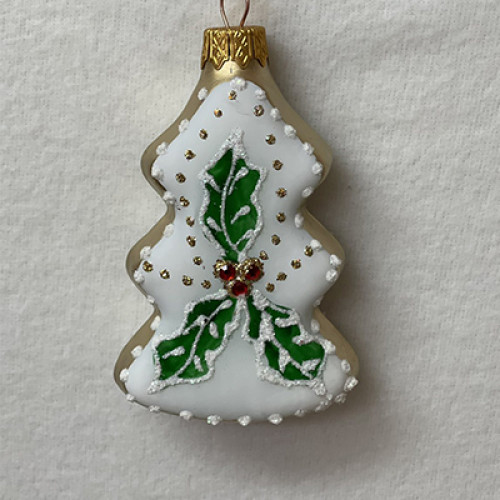 A handmade glass Christmas tree shaped pendant "Poinsettia",