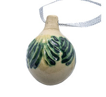 A New Year's ceramic ball shaped pendant with a traditional Kosiv painting "Kosivska", 2,8 inches