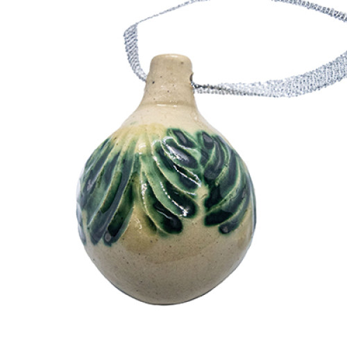 A New Year's ceramic ball shaped pendant with a traditional Kosiv painting "Kosivska", 2,8 inches