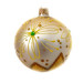 Куля скляна, кольору "шампань", з ніжним золотим орнаментом та декоративним бісером, ручна робота, 10 см
