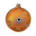 A golden handmade glass Christmas tree ball with a white winter ornament and embellished with decorative beads, 4 inches