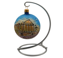 Glass ball, blue, pastel with the image of architecture "Liverpool", 8 cm