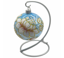 Куля скляна, блакитна "Квітка", ручна робота 8см