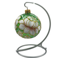 Куля скляна, зелена "Квітка", ручна робота 8см