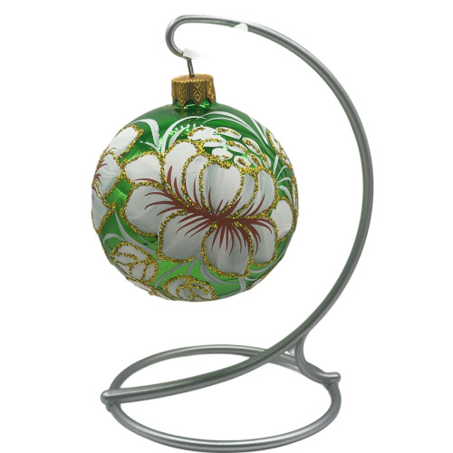 Куля скляна, зелена "Квітка", ручна робота 8см