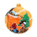Куля скляна, помаранчева, з художнім розписом ручної роботи, декорована глітером "Зимовий пейзаж", 8 см