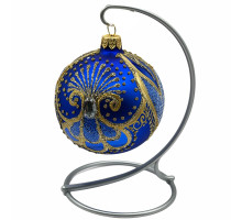 Куля скляна, синя ,ручна робота, 8см
