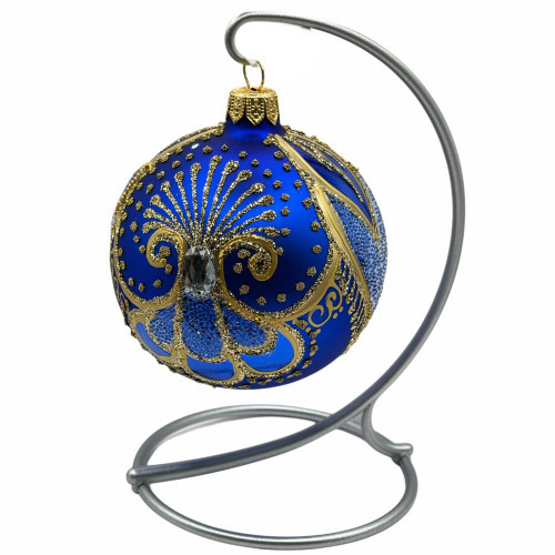 Куля скляна, синя ,ручна робота, 8см