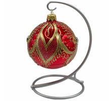 Куля скляна, червона, ручна робота, 8см