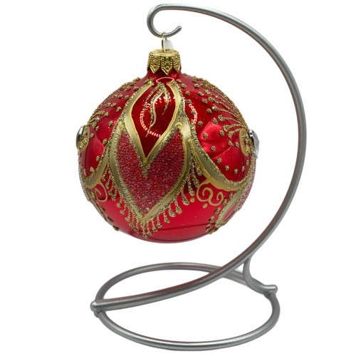 Куля скляна, червона, ручна робота, 8см