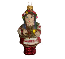 Підвіска скляна "Дівчинка з трояндами", 13 см