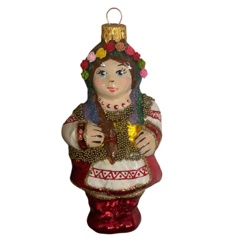 Підвіска скляна "Дівчинка з трояндами", 13 см