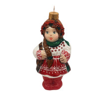 Підвіска скляна "Дівчинка з червоним віночком", 13 см