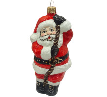 Підвіска скляна "Санта на шнурку ", 12 см