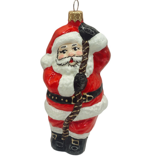 Підвіска скляна "Санта на шнурку ", 12 см