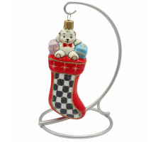Підвіска скляна "Шкарпетка з подарунками", 12 см