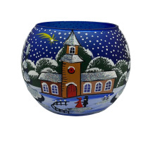 Підсвічник , синій з художнім розписом, 8 см GC502-1590