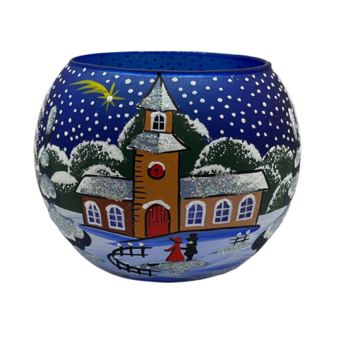 Підсвічник , синій з художнім розписом, 8 см GC502-1590