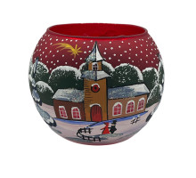 Підсвічник, червоний з художнім розписом, 8 см GC402-1592