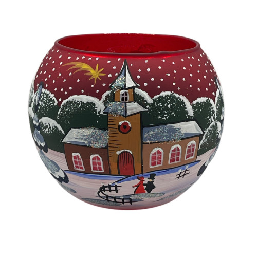 Підсвічник, червоний з художнім розписом, 8 см GC402-1592