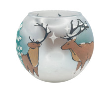 Ваза-свічник ручної роботи "Олені" , прозора 102,5мм GC000-1382