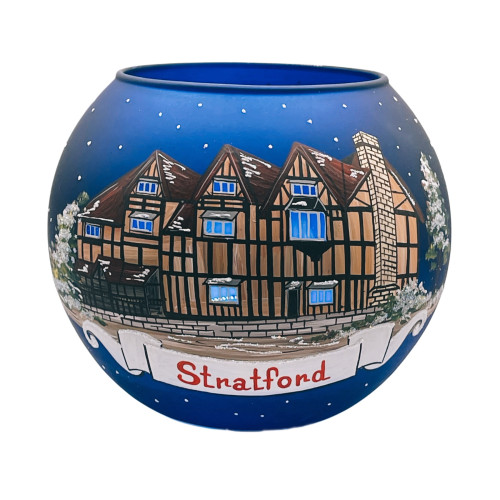 Підсвічник синій з художнім розписом, "Stratford" 10 см