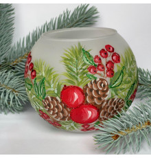 Vase - candle holder, handmade, matte "Christmas tree with cones" GC000-1258