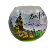 Glass Candle holder with the image of architecture "Belfast" GC003-1249