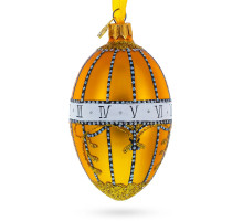 Christmas tree pendant-egg, glass, gold with artistic painting, handmade, 6.5 cm GE606-1510