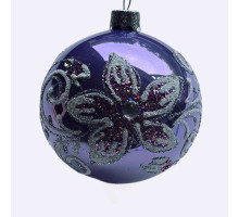 Куля скляна, фіолетова,"Квітка" ручна робота, 8 см