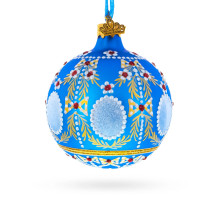 Glass ball, blue, handmade, 8 cm GB306-1521