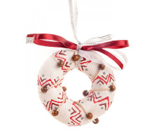 Christmas tree text. decoration "Silver-red bagel" (29756)