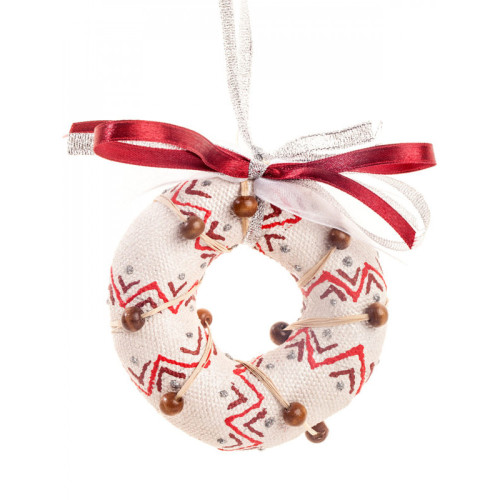 Christmas tree text. decoration "Silver-red bagel" (29756)