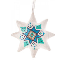 Christmas tree text. ornament "Silver-emerald star" (29756)