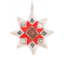 Christmas tree text. decoration "Silver-red star" (29756)