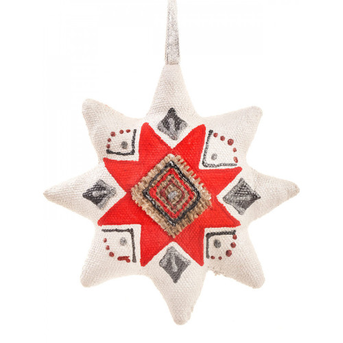 Christmas tree text. decoration "Silver-red star" (29756)
