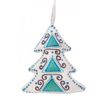 Christmas tree text. ornament "Silver-emerald Christmas tree" (29756)