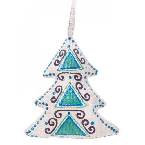 Christmas tree text. ornament "Silver-emerald Christmas tree" (29756)