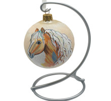 Glass ball, gold, handmade with the image of a horse, 8 cm, GB108-1527