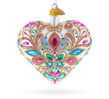Glass heart, handmade, decorated with rhinestones, 11cm GB706-1560