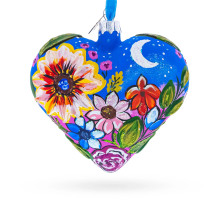 Glass heart, handmade with floral ornament, 11cm GB305-1561