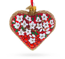 Glass heart, handmade with floral ornament, 11cm GB405-1562