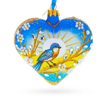 Glass heart, handmade "Sunny Bird", decorated with rhinestones, 11cm GB309-1564